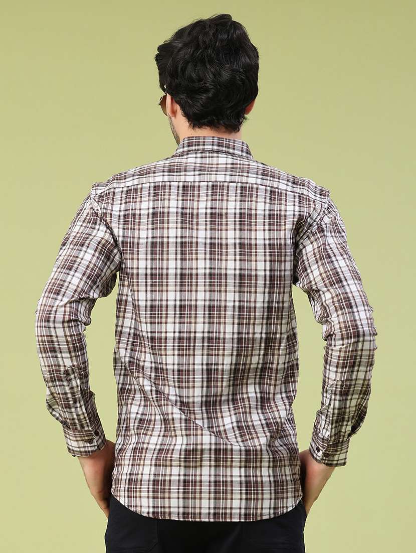 men checkered long sleeve slim fit casual shirt - 22305393 -  Standard Image - 4