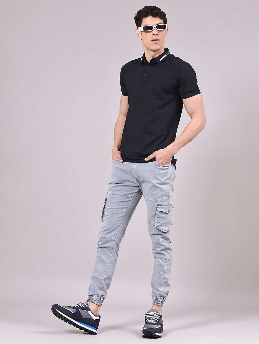 men solid mid rise regular fit jogger - 22305466 -  Standard Image - 4