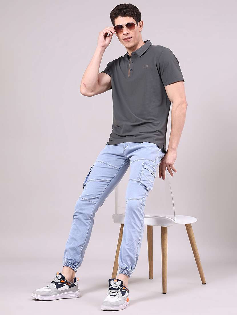 men solid mid rise regular fit jogger - 22305468 -  Standard Image - 4