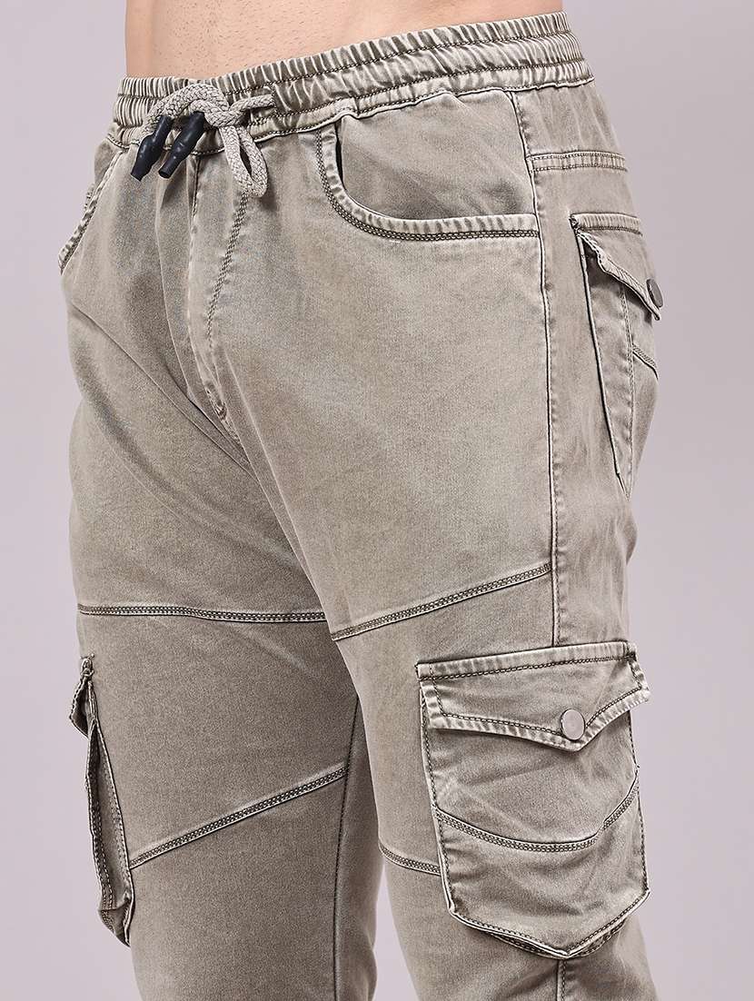 men solid mid rise regular fit jogger - 22305470 -  Standard Image - 1