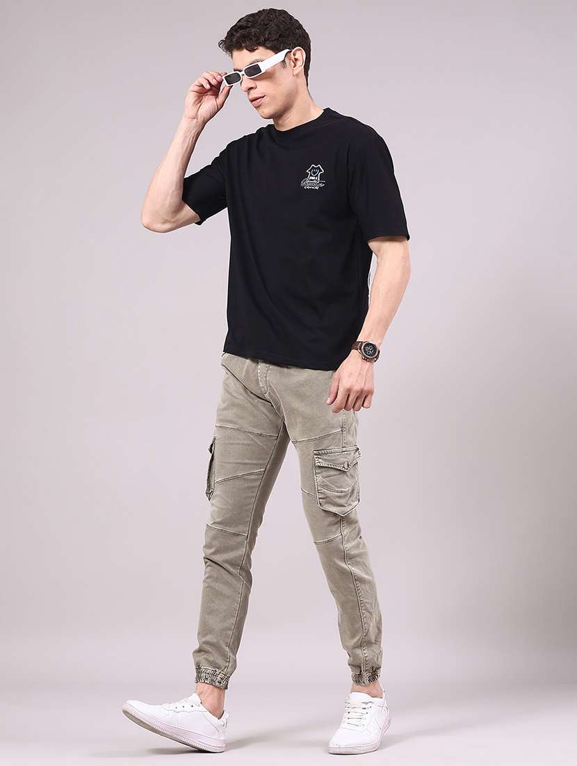 men solid mid rise regular fit jogger - 22305470 -  Standard Image - 4