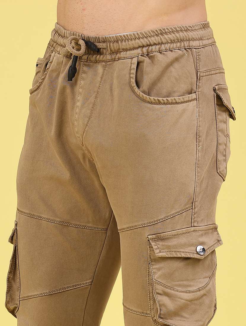 men solid mid rise regular fit jogger - 22305471 -  Standard Image - 1