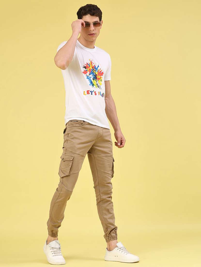 men solid mid rise regular fit jogger - 22305471 -  Standard Image - 4