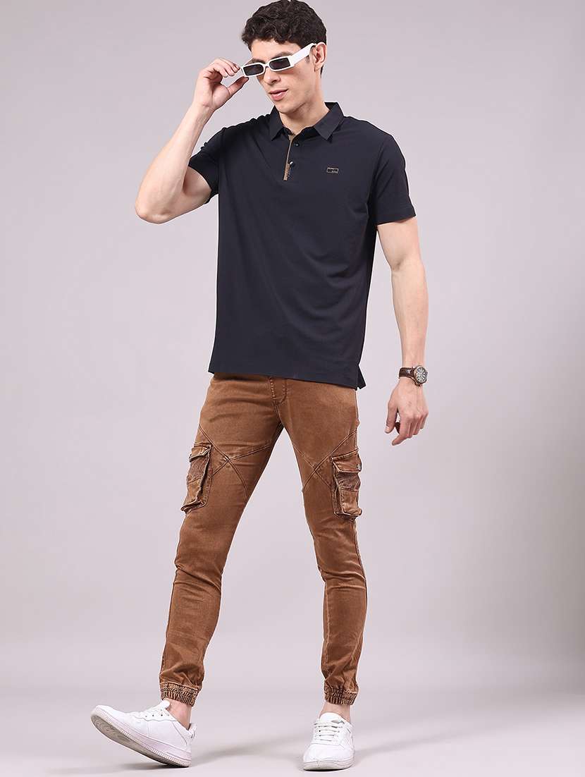 men solid mid rise regular fit jogger - 22305476 -  Standard Image - 4