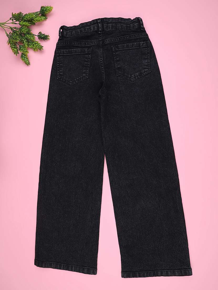 girls solid mid rise wide leg jean - 22305521 -  Standard Image - 1