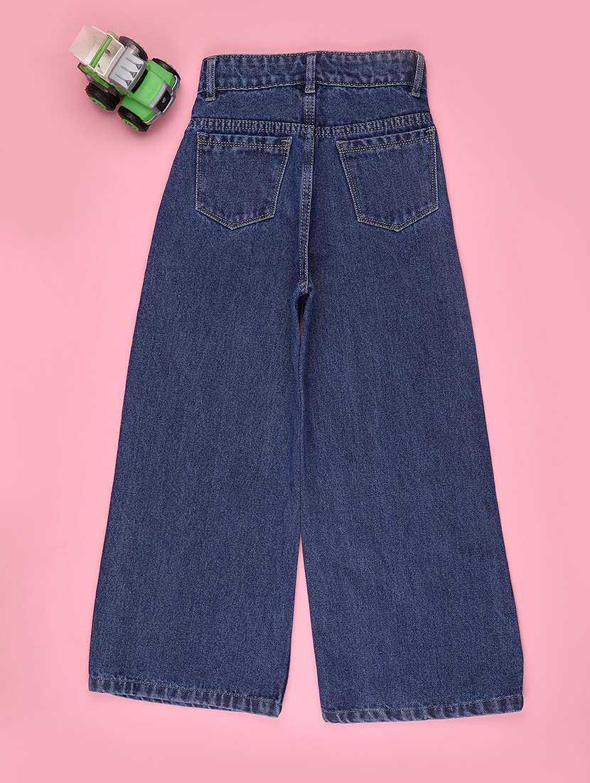 girls solid high rise wide leg jeans  - 22305542 -  Standard Image - 1