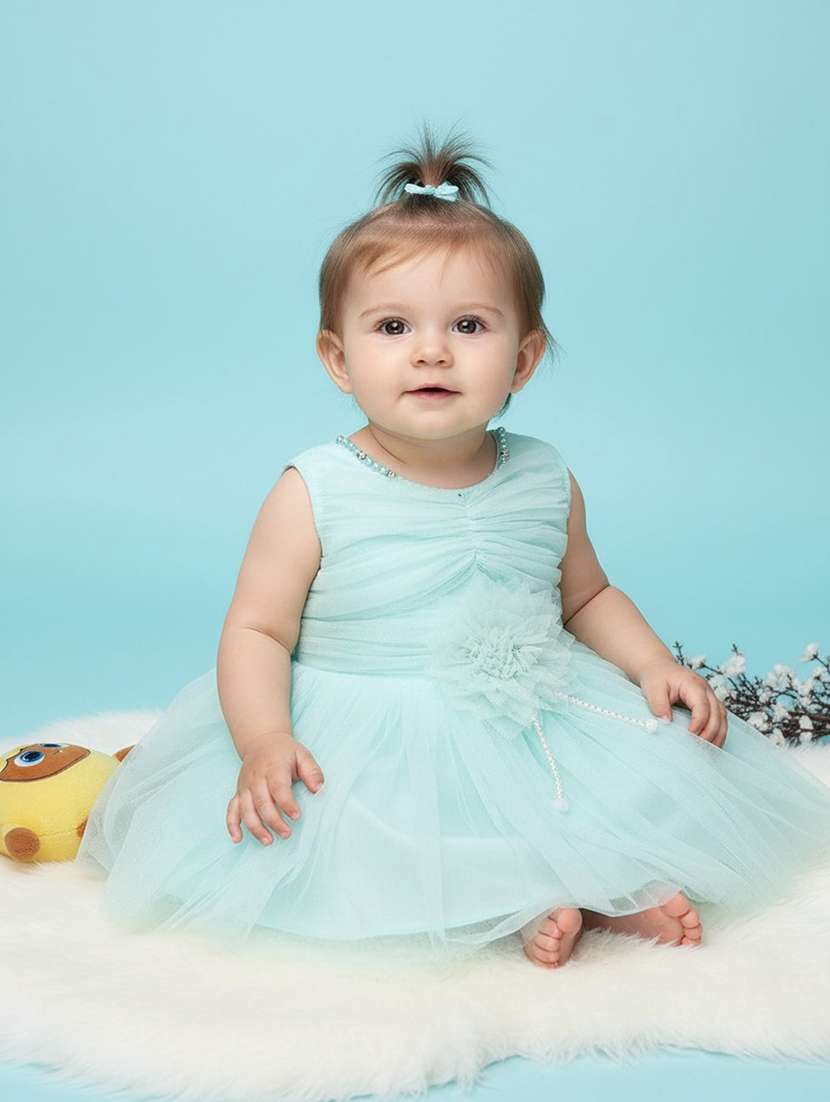 Girls Self Designed Sleeveless Fit & Flare Dress - 22305553 -  Standard Image - 1