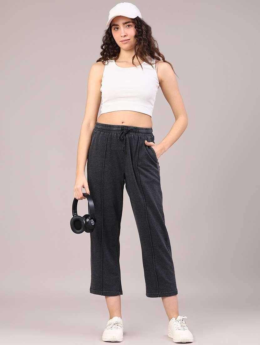 women solid mid rise track pant - 22305588 -  Standard Image - 4
