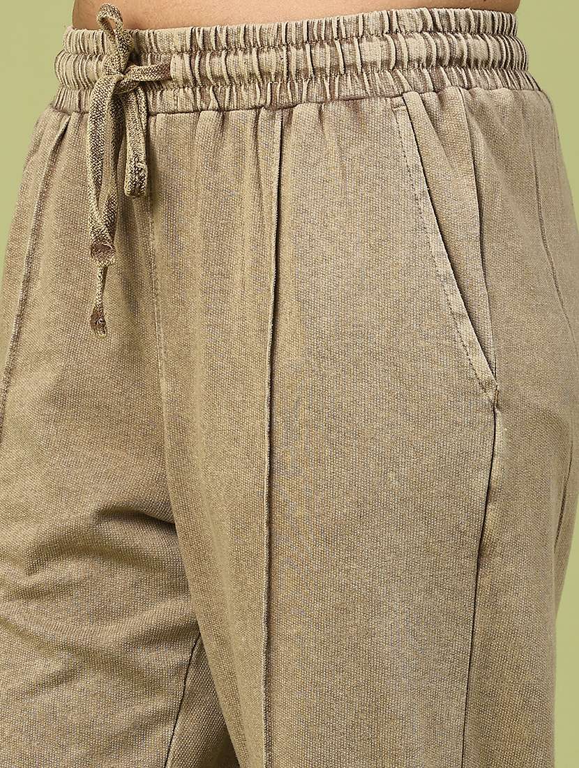 women solid mid rise track pant - 22305589 -  Standard Image - 1