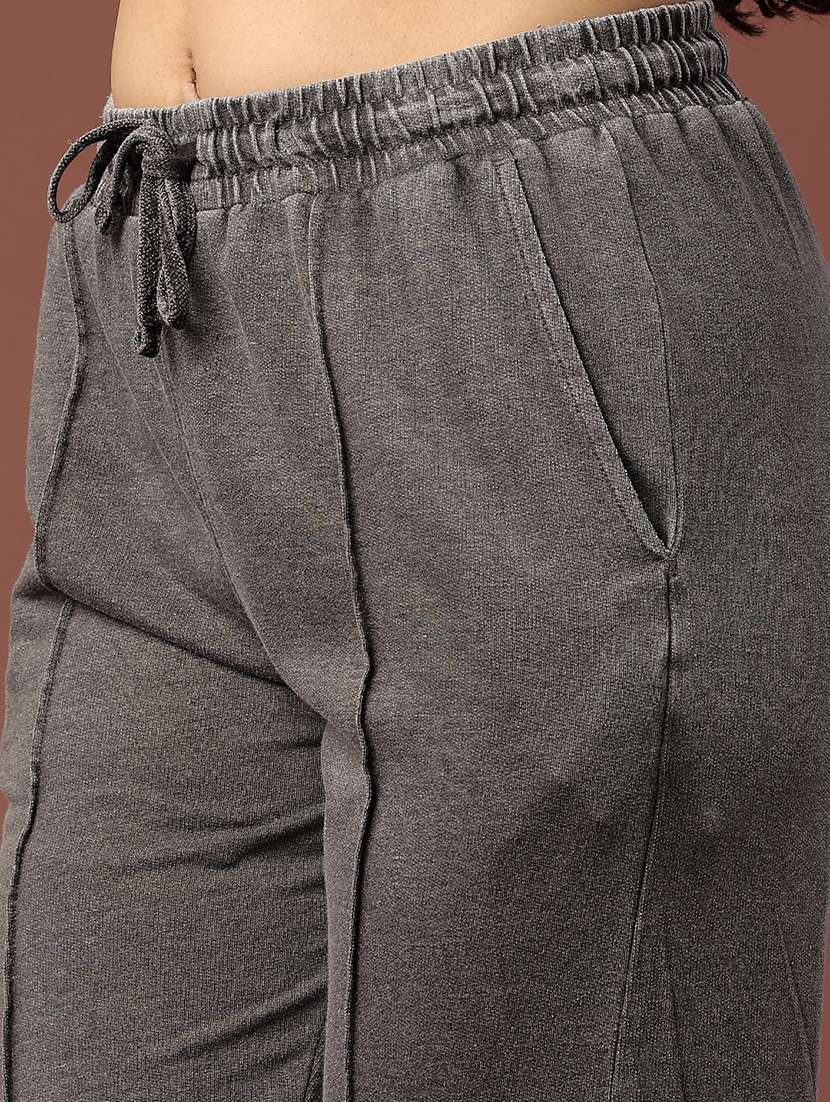 women solid mid rise track pant - 22305590 -  Standard Image - 1