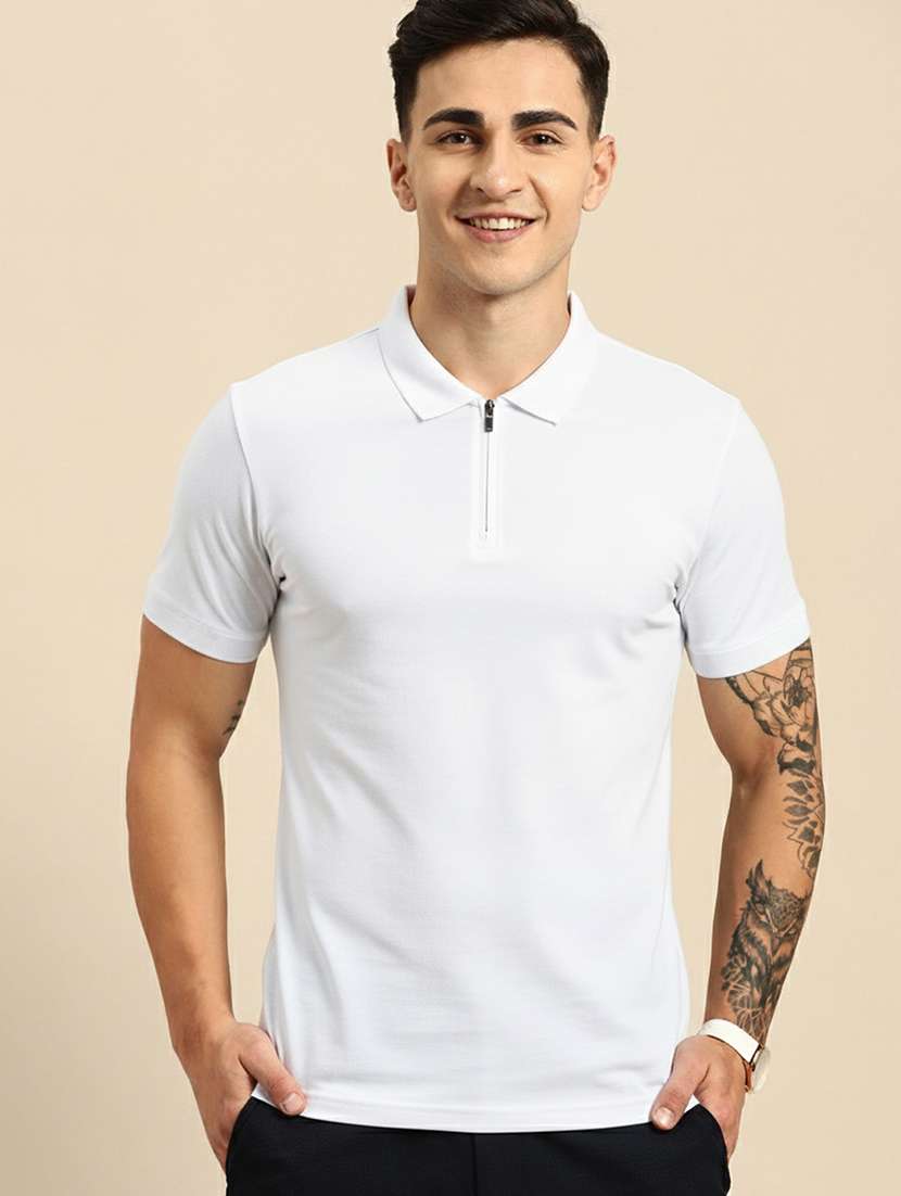 men solid short sleeve regular fit polo t-shirt