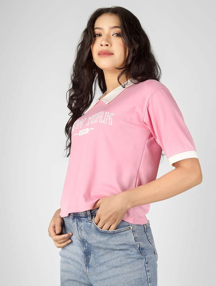 women printed short sleeve polo t-shirt - 22305729 -  Standard Image - 4