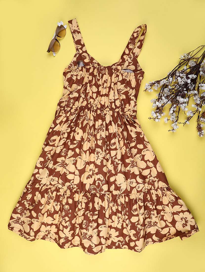 brown cotton tiered  dress - 22305807 -  Standard Image - 1