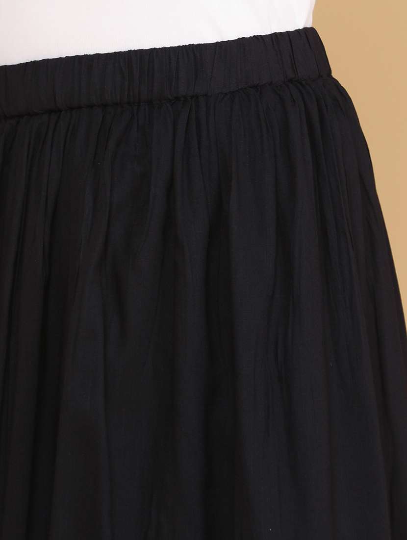 women solid with work mid rise flared skirt - 22305810 -  Standard Image - 1