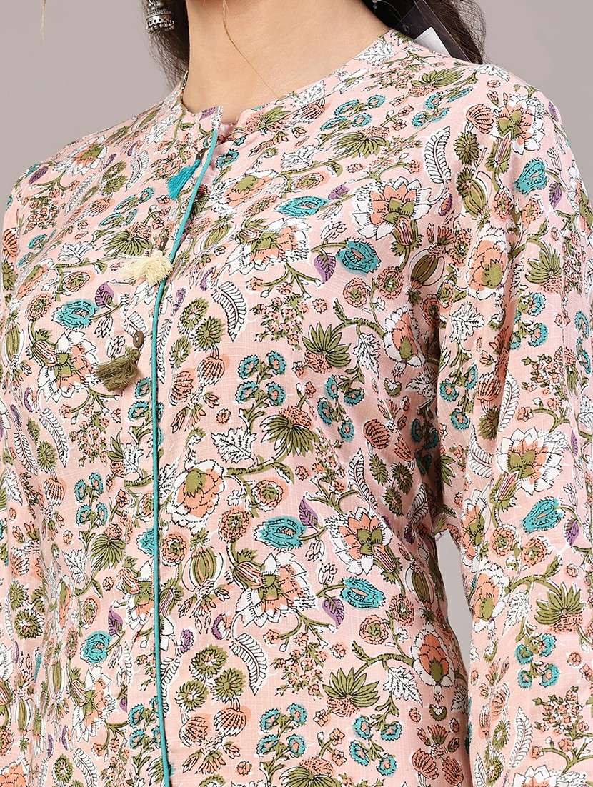 women floral printed three quarter sleeve a-line kurta - 22305817 -  Standard Image - 1