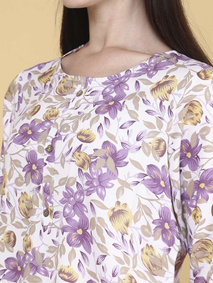 women printed round neck straight kurta - 22305819 -  Standard Image - 1