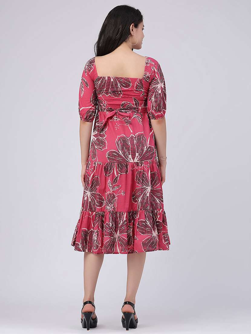 women printed short sleeves tiered dress - 22305869 -  Standard Image - 4
