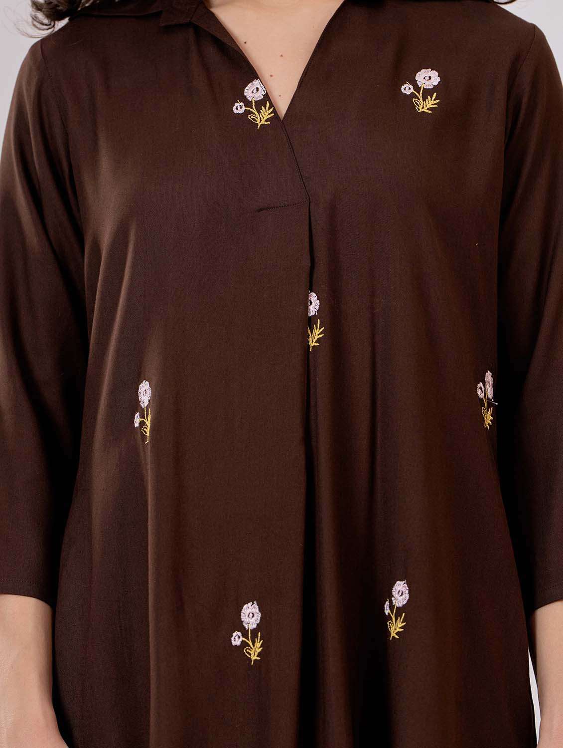women embroidered three quarter sleeve asymmetric dress - 22305900 -  Standard Image - 4