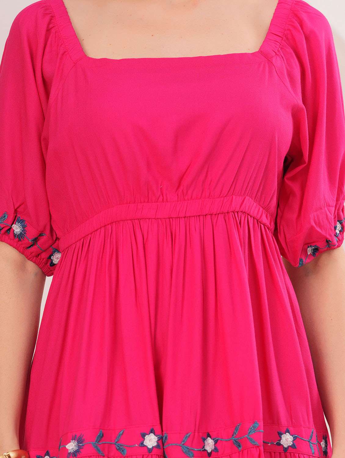 women embroidered puff sleeve tiered dress - 22305912 -  Standard Image - 4