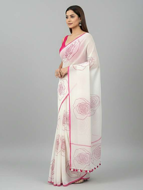 women printed casual wear saree with blouse - 22305956 -  Standard Image - 1