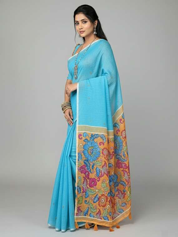 women printed casual wear saree with blouse - 22305957 -  Standard Image - 1