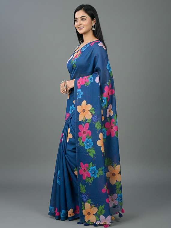 women printed casual wear saree with blouse - 22305968 -  Standard Image - 1