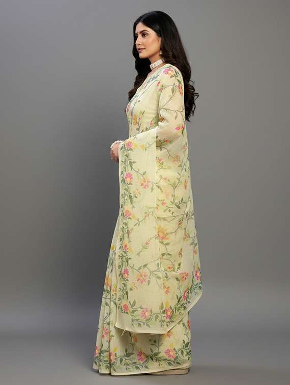 women floral handloom saree with blouse - 22305970 -  Standard Image - 1