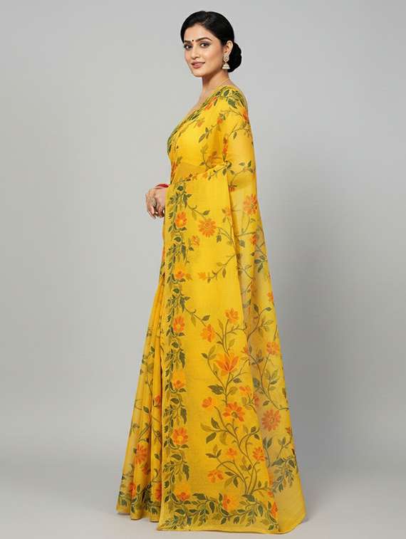 women floral handloom saree with blouse - 22305973 -  Standard Image - 1