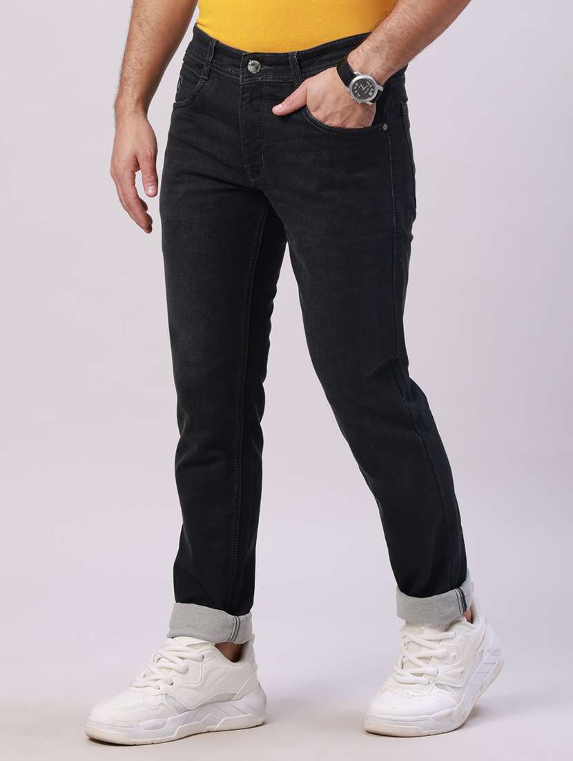 men plain mid rise full length jeans - 22305982 -  Standard Image - 1