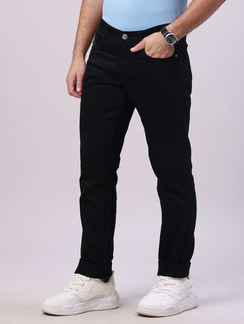 men plain mid rise full length jeans - 22305991 -  Standard Image - 1