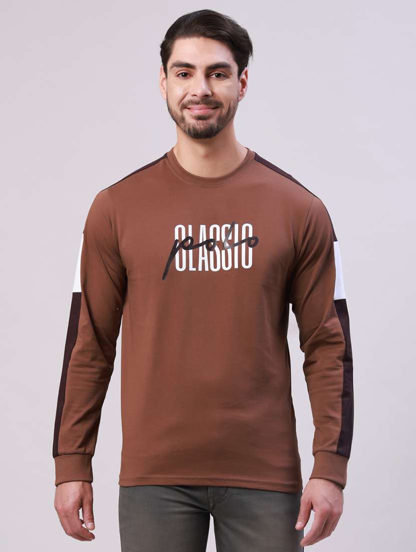 men printed long sleeve regular fit t-shirt
