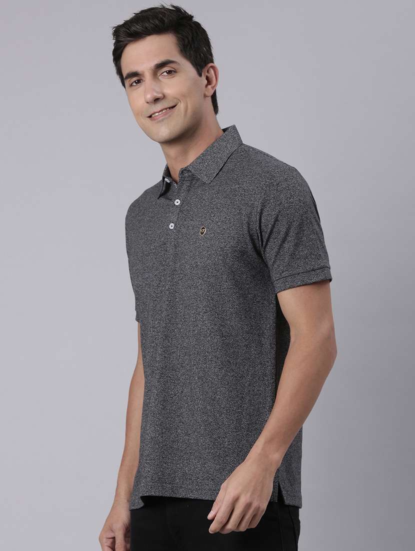 men melange long sleeve regular fit polo t-shirt - 22306000 -  Standard Image - 1