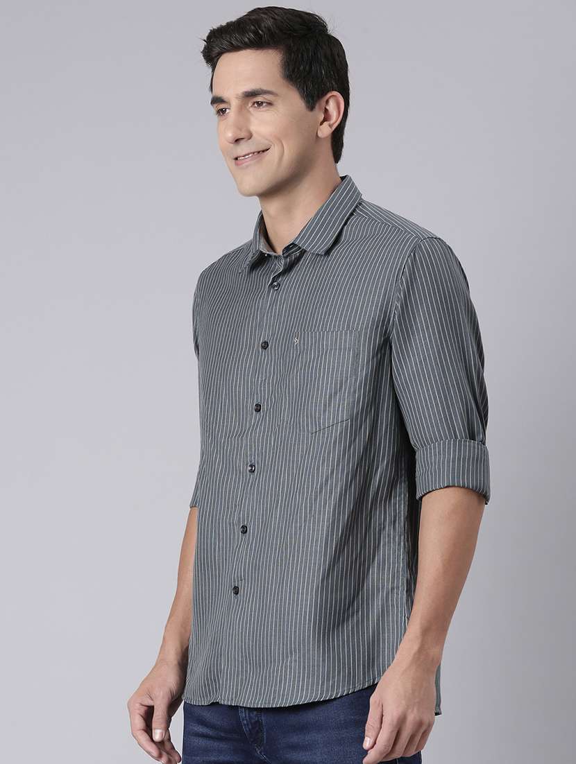 men striped long sleeve regular fit casual shirt - 22306011 -  Standard Image - 1