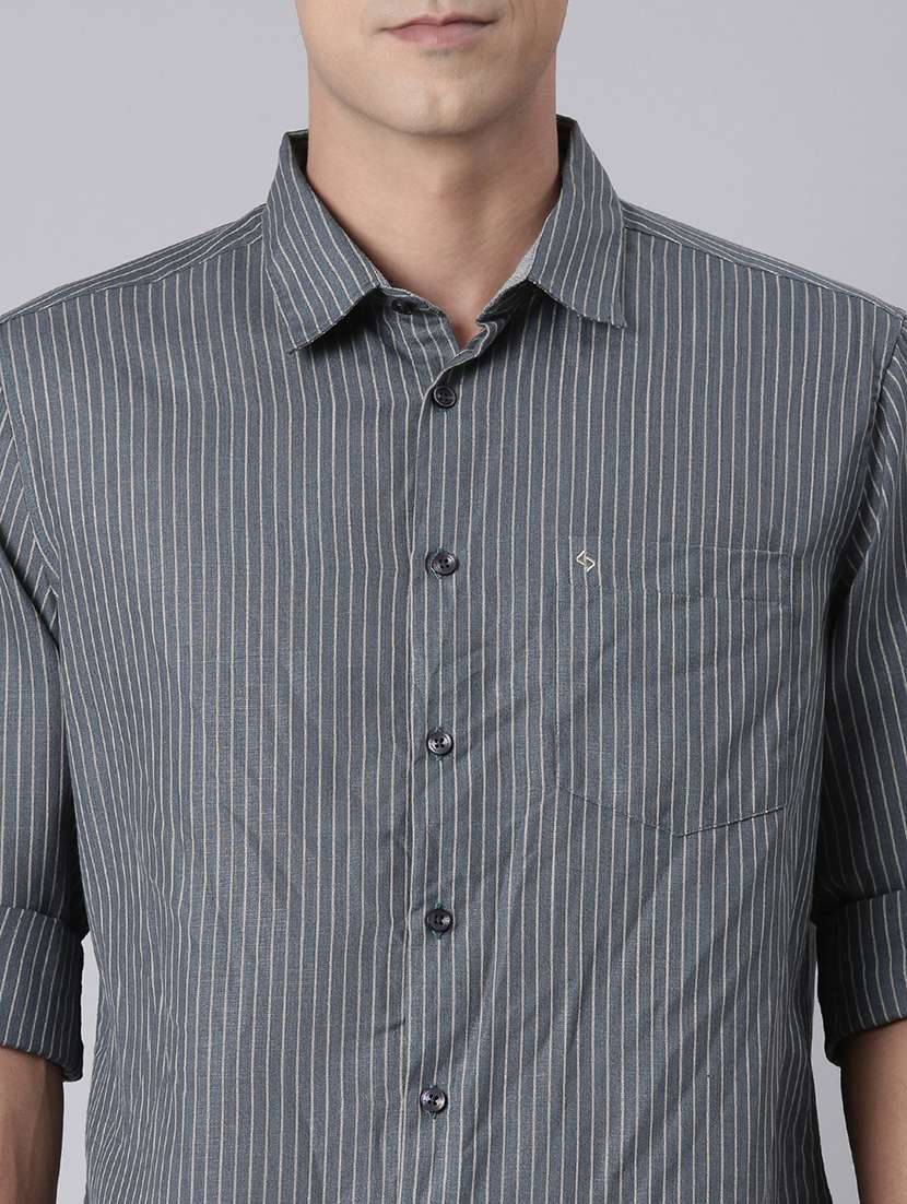 men striped long sleeve regular fit casual shirt - 22306011 -  Standard Image - 4