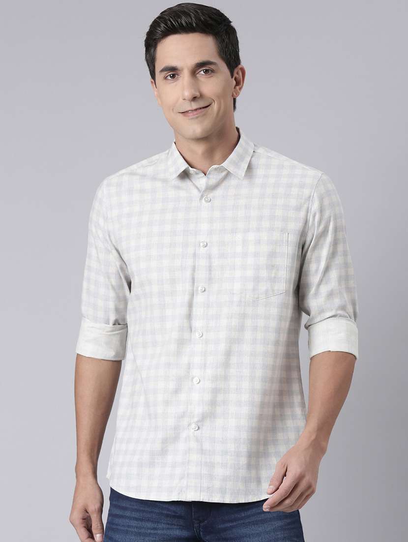 men checkered long sleeve regular fit casual shirt