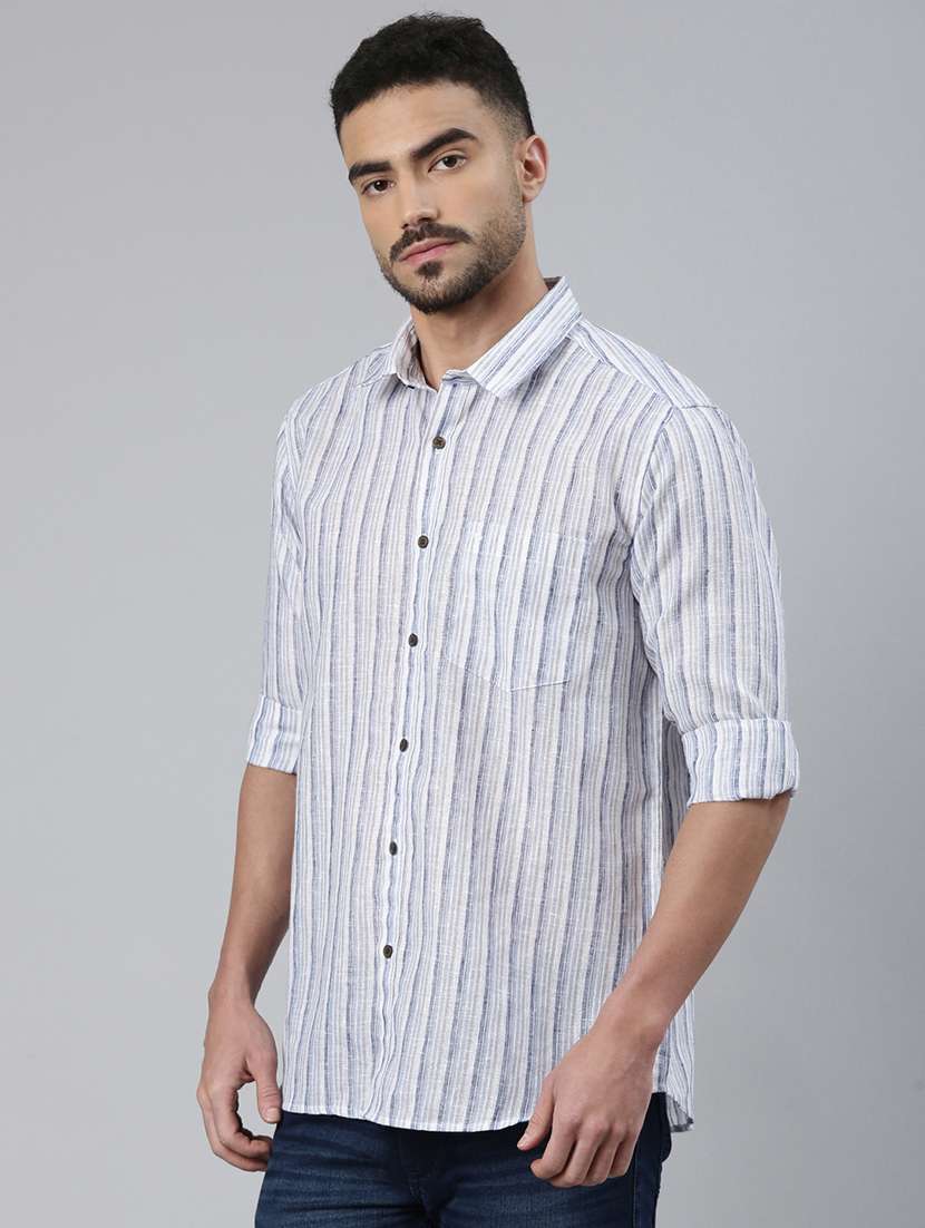men striped long sleeve regular fit casual shirt - 22306019 -  Standard Image - 1