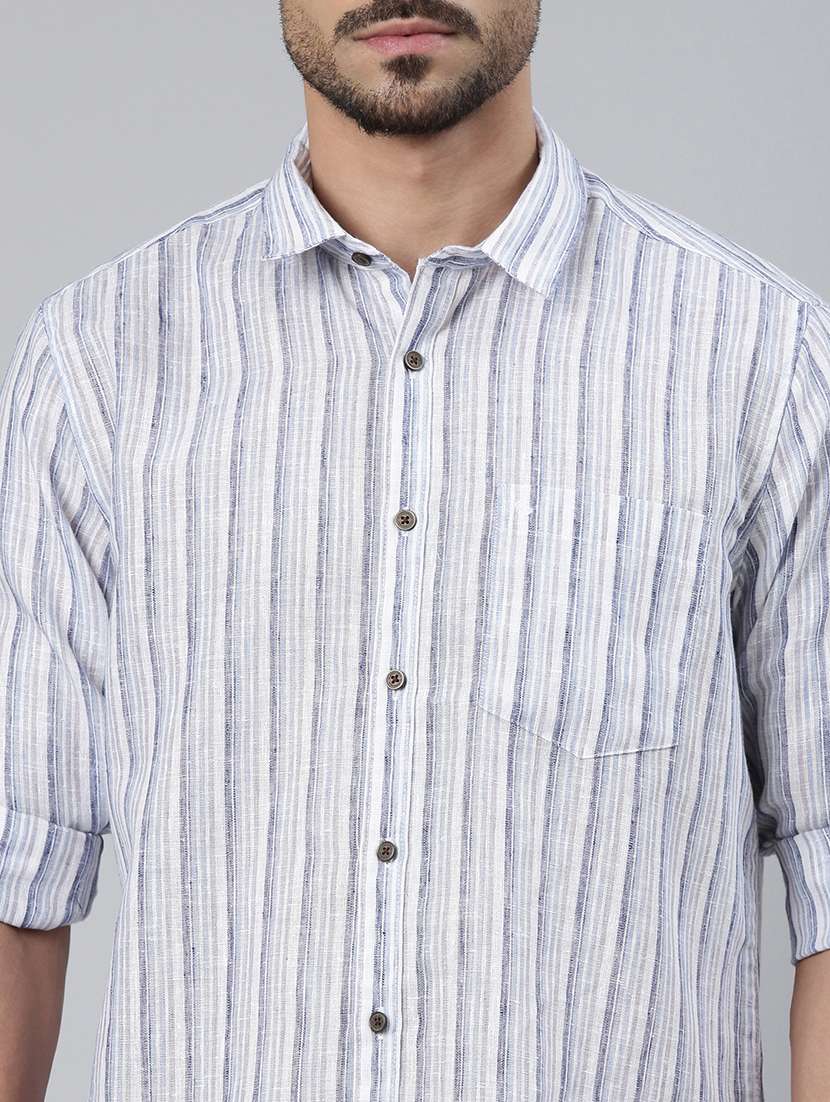 men striped long sleeve regular fit casual shirt - 22306019 -  Standard Image - 4