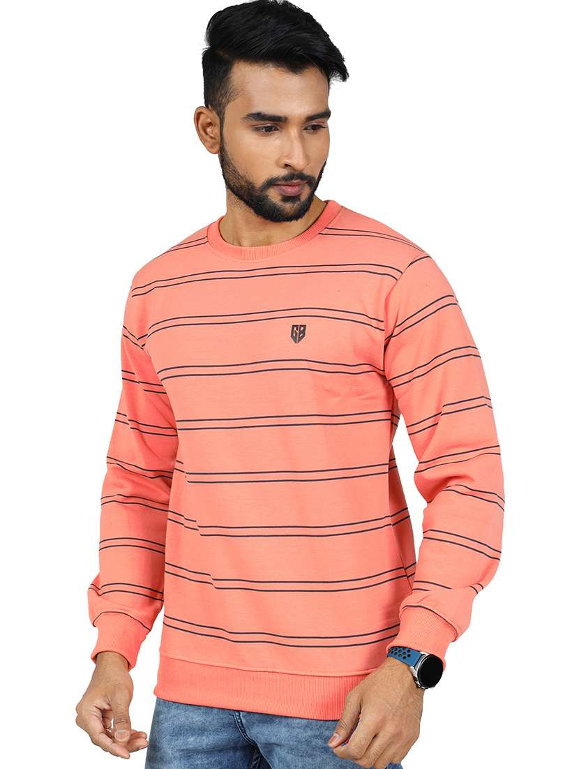men striped long sleeve regular fit sweatshirt