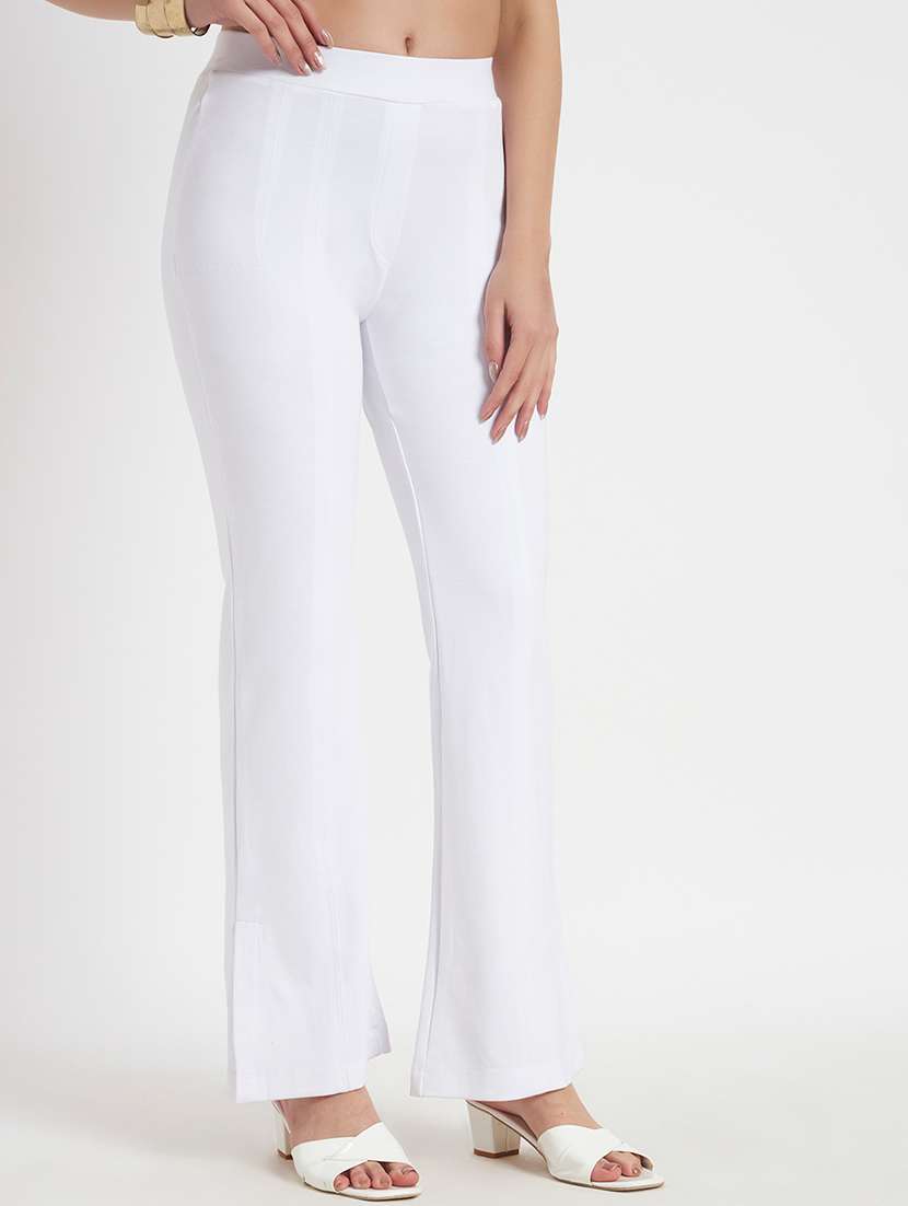 women solid high rise bootcut trouser - 22306509 -  Standard Image - 1