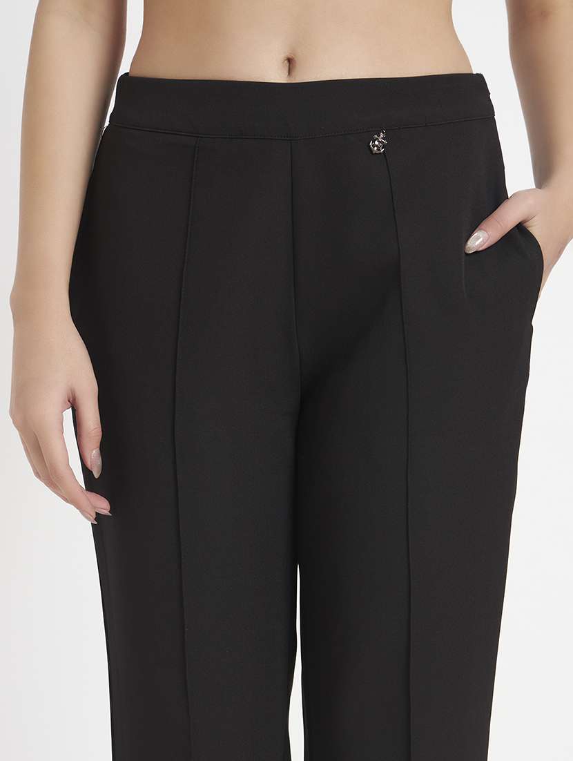 women solid mid rise bootcut trouser - 22306510 -  Standard Image - 4