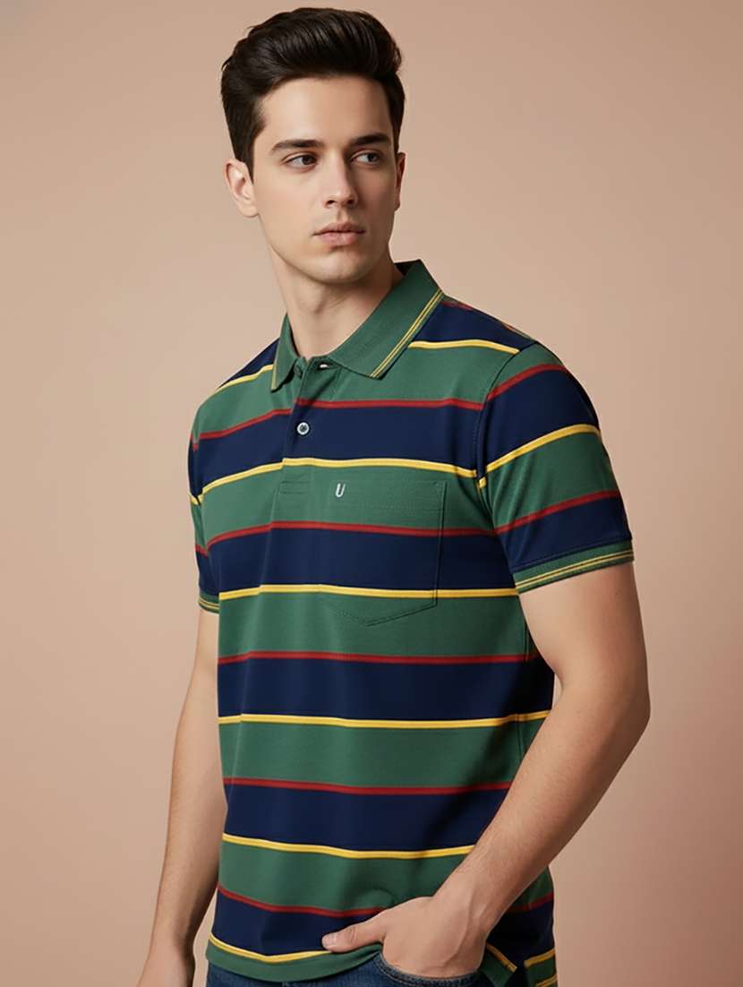 men striped short sleeve regular fit polo t-shirt - 22306511 -  Standard Image - 1