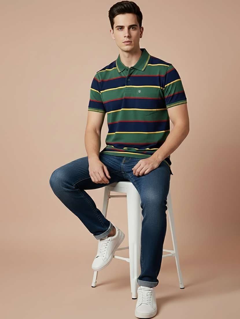 men striped short sleeve regular fit polo t-shirt - 22306511 -  Standard Image - 4