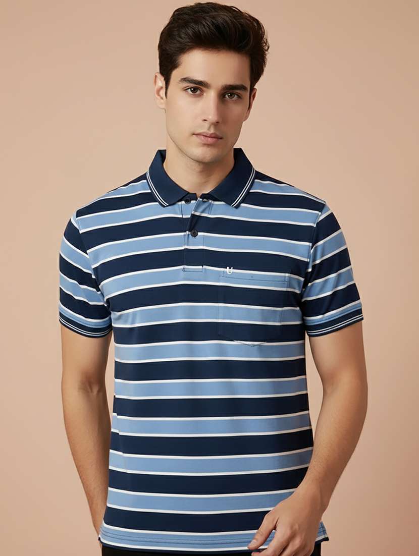 men striped short sleeve regular fit polo t-shirt