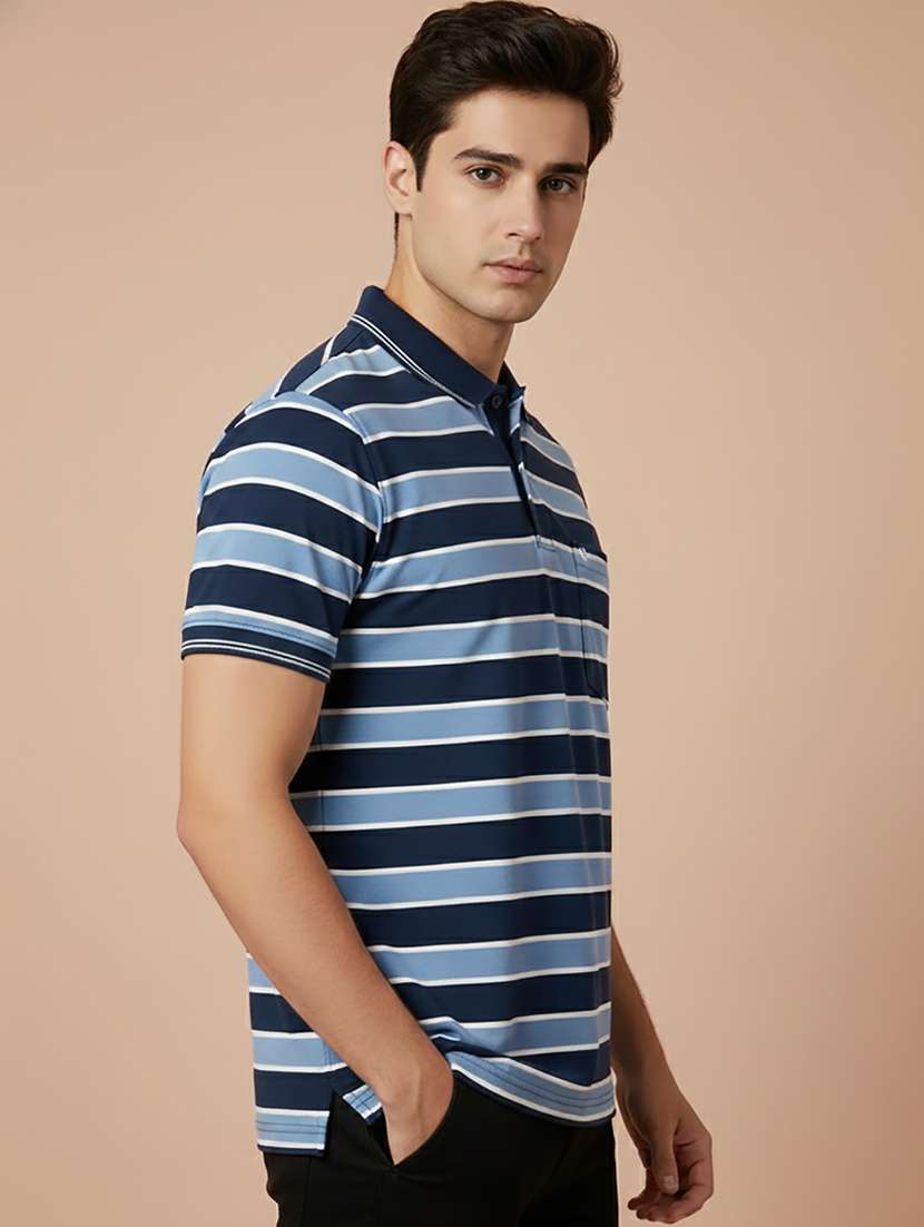 men striped short sleeve regular fit polo t-shirt - 22306512 -  Standard Image - 1