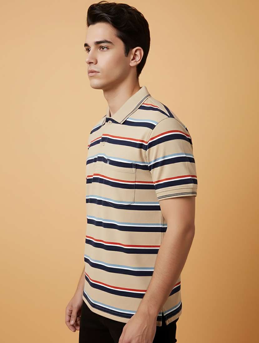 men striped short sleeve regular fit polo t-shirt - 22306513 -  Standard Image - 1