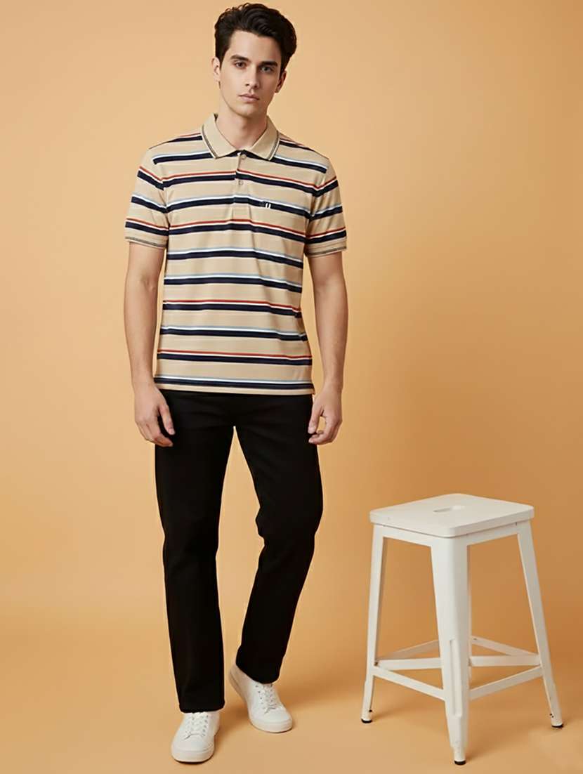 men striped short sleeve regular fit polo t-shirt - 22306513 -  Standard Image - 4