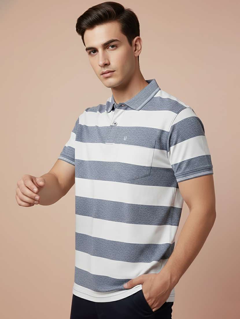 men striped short sleeve regular fit polo t-shirt - 22306515 -  Standard Image - 1