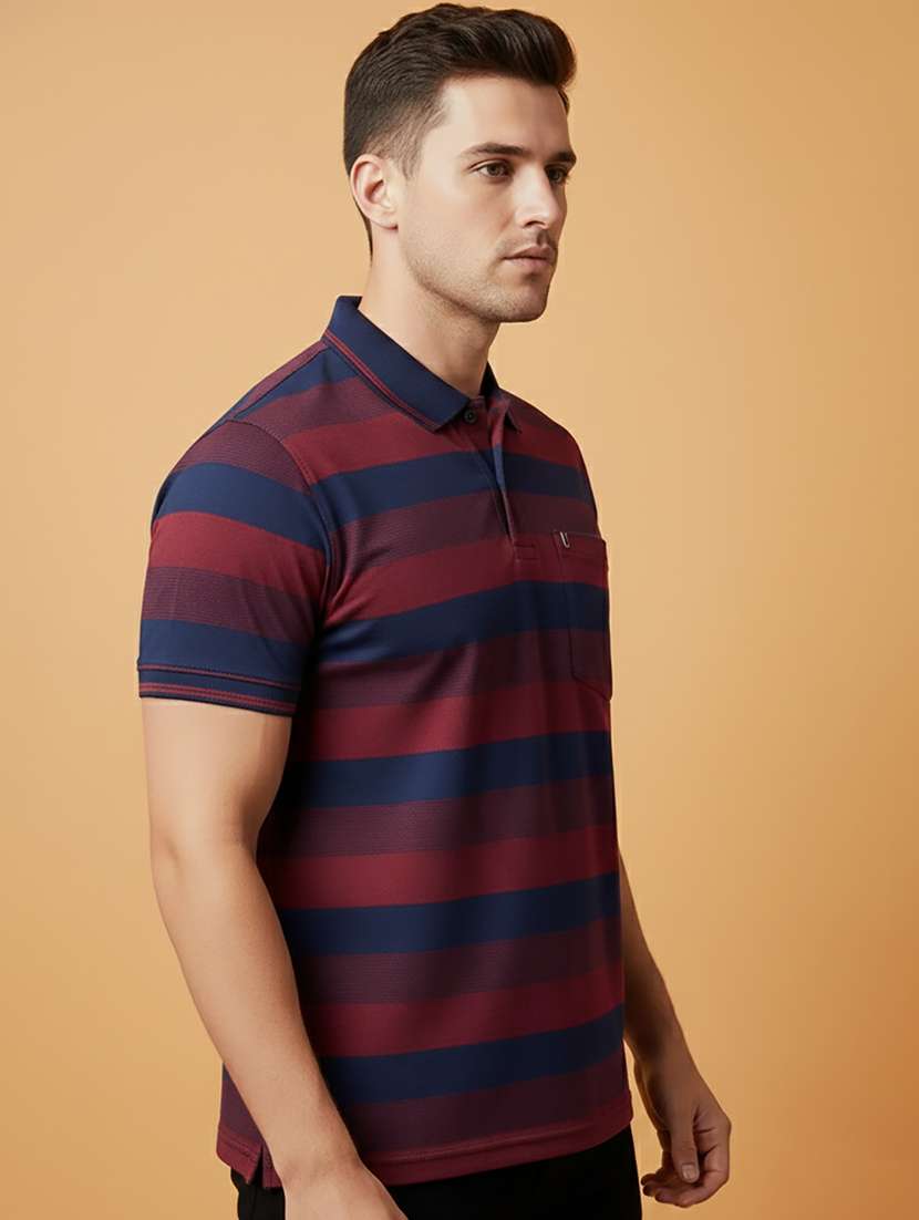 men striped short sleeve regular fit polo t-shirt - 22306516 -  Standard Image - 1