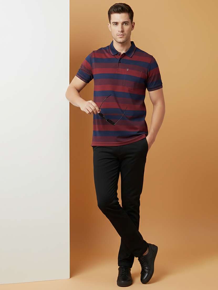 men striped short sleeve regular fit polo t-shirt - 22306516 -  Standard Image - 4