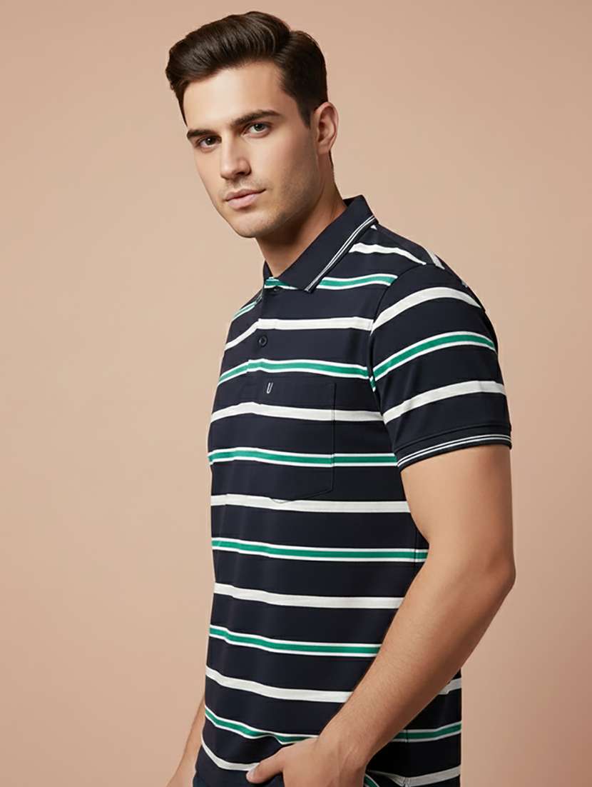 men striped short sleeve regular fit polo t-shirt - 22306519 -  Standard Image - 1